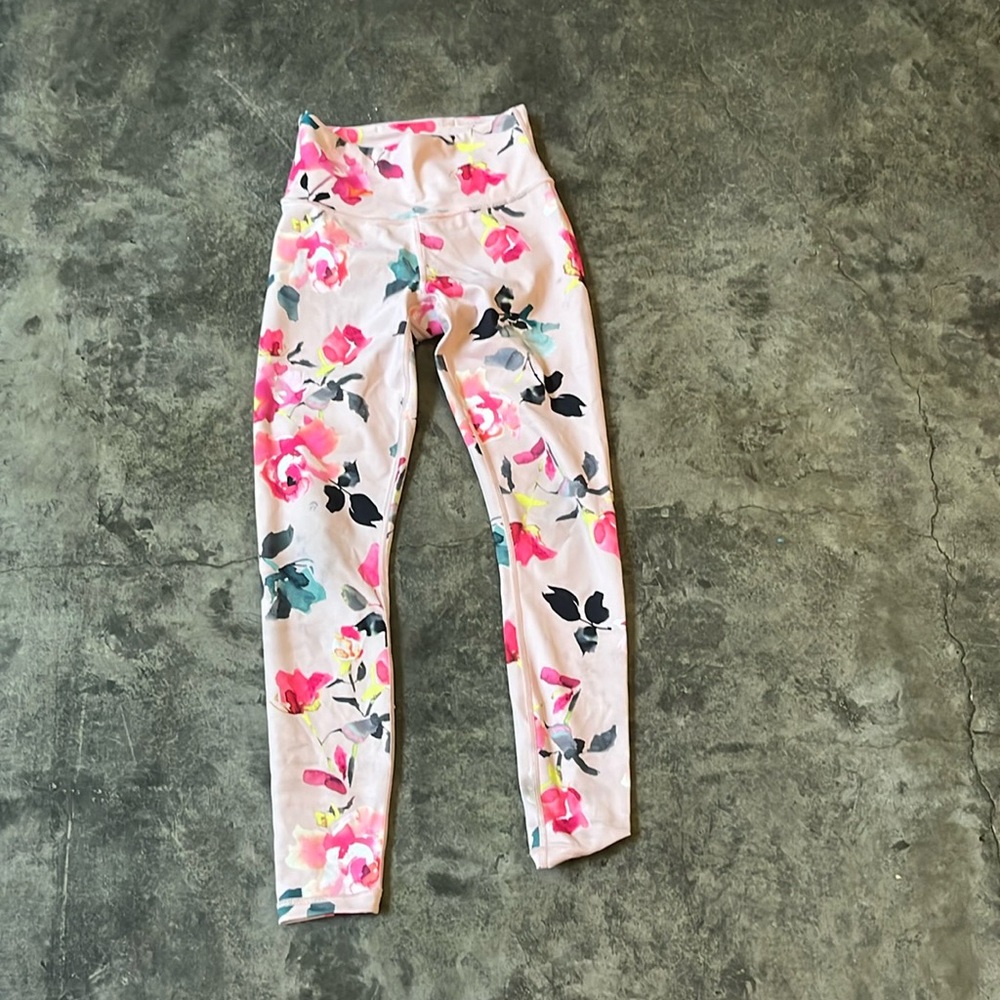 Athleta Pink Floral High-Rise Leggings